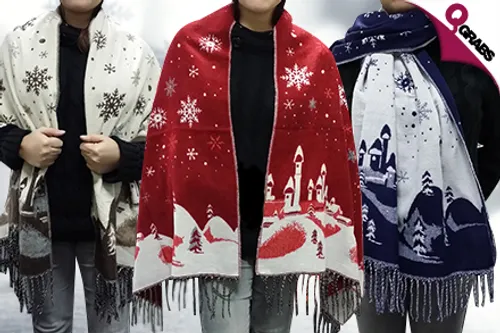 From QR39 Stay Warm This Festive Season with Christmas Themed Shawls - Choose from 3 Beautiful Colors! (Up to QR138 Value)